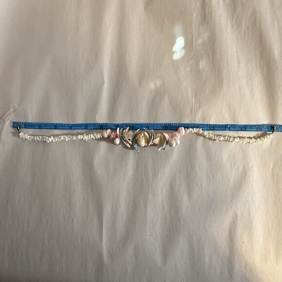 VTG Seashell Necklace 1970s Statement Pastel Barrel Clasp Beachcomber Style 18" - Picture 6 of 6